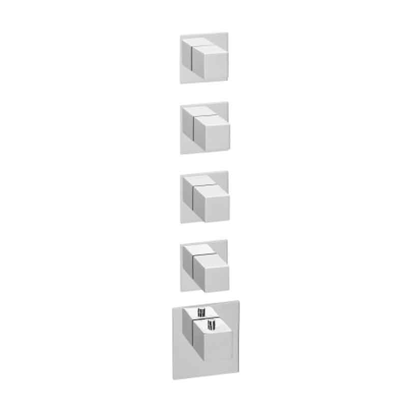 Herzbach Logic XL 4 Farbset für Universal-Thermostat-Modul eckige Griffe, 5 eckige Metall-Armaturenblenden