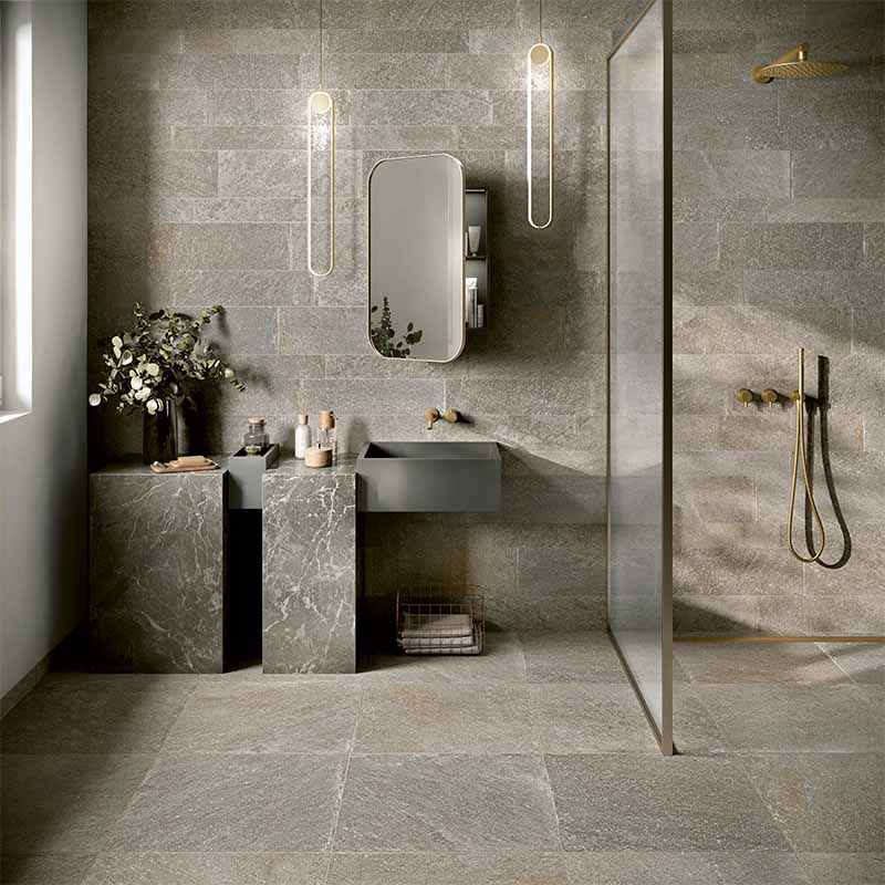 Steinoptik Bodenfliese Quarzite Grigio 10 x 60 cm