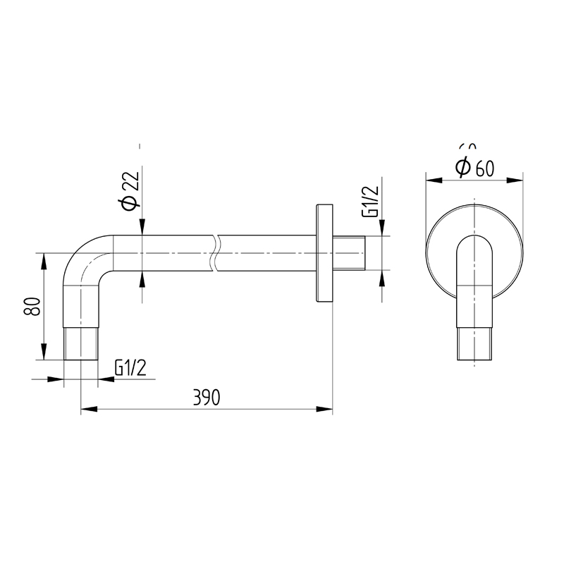 Avenarius stabiler Brausearm für Wandmontage 390 mm chrom