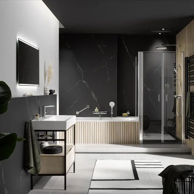 HSK RenoDeco Duschrückwand Marmor, Carrara Schwarz