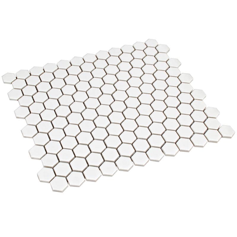 Hexagon Sechseck Mosaik Fliesen 2,3 x 2,3 cm Weiß Matt