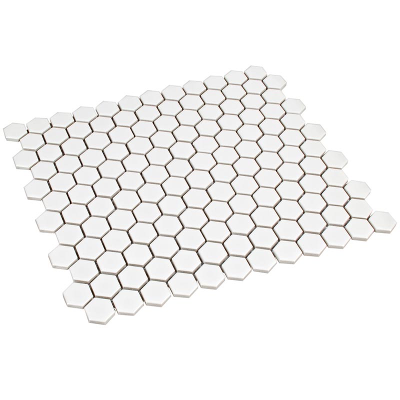 Hexagon Sechseck Mosaik Fliesen 2,3 x 2,3 cm Weiß Matt