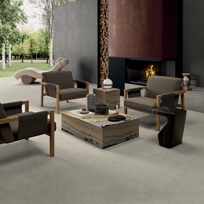 Kalkstein Optik Terrassenplatte Intense Perle 60 x 120 cm