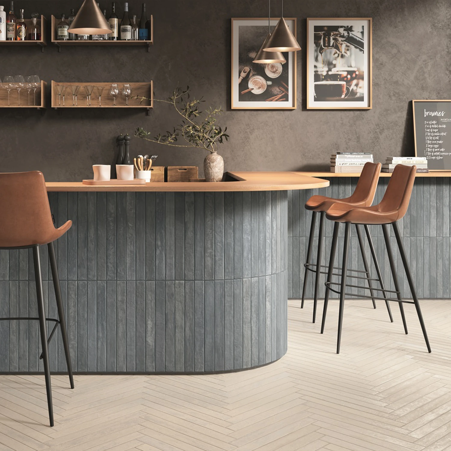 Brick Fischgrät Fliese Domus Ocean Blue 4,8 x 45 cm