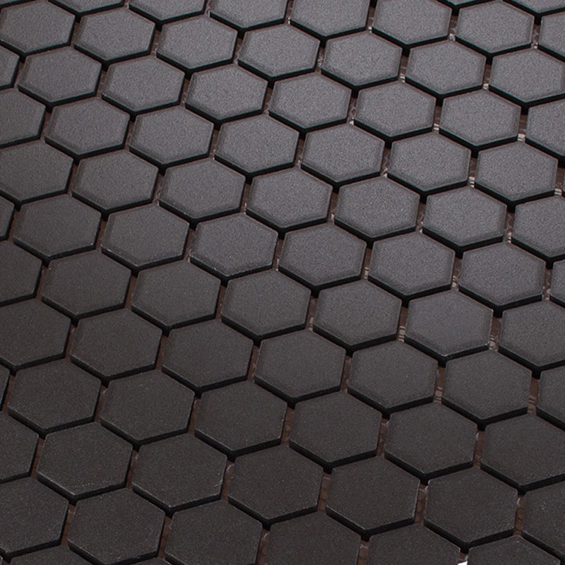 Hexagon Sechseck Mosaikfliesen 2,3 x 2,6 cm Schwarz unglas.