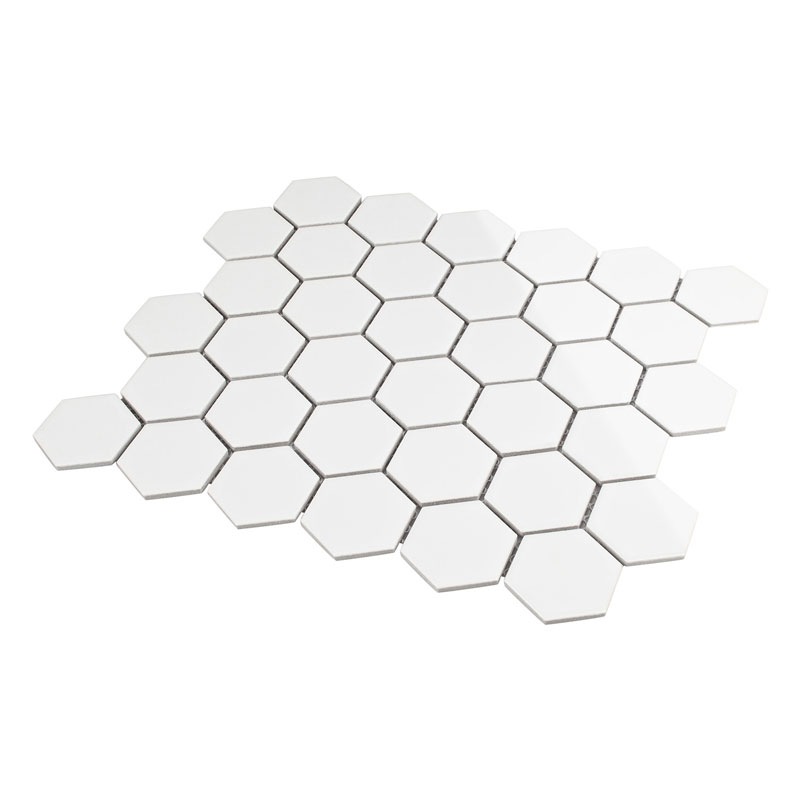 Hexagon Sechseck Mosaikfliesen 5,1 x 5,9 cm Weiß Matt