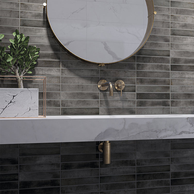 Wandfliese Brick Nautalis Anthracite 5 x 25 cm