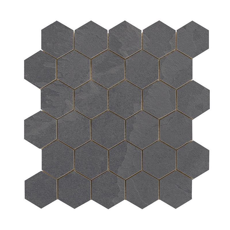 Schieferoptik Mosaikfliesen Overland Anthracite Hexagon