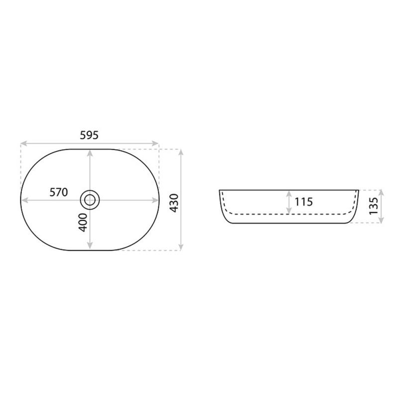 SlimThin Soft Aufsatzbecken 59 x 43 x 13 cm