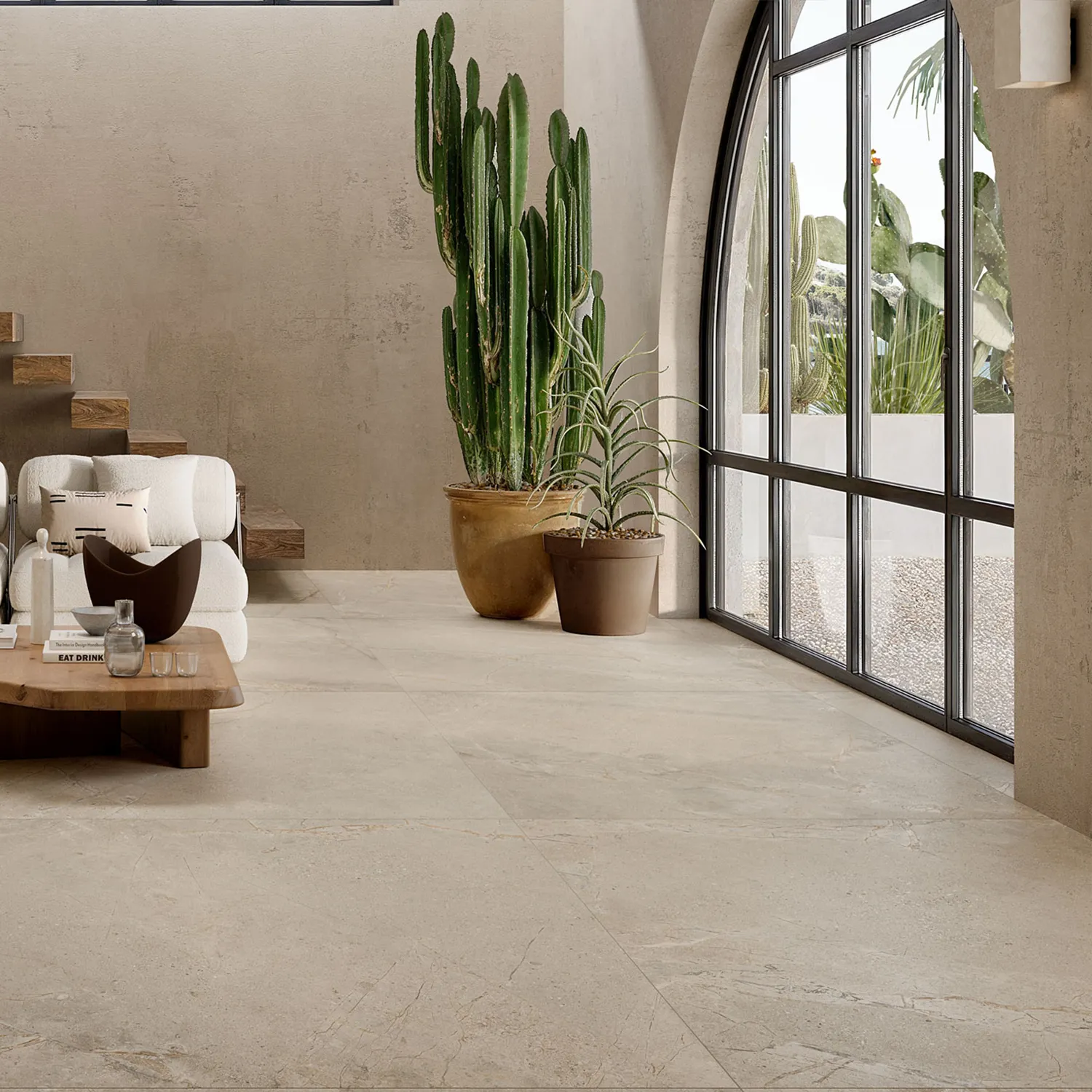 Steinoptik Fliese Crust Beige 120 x 120 cm