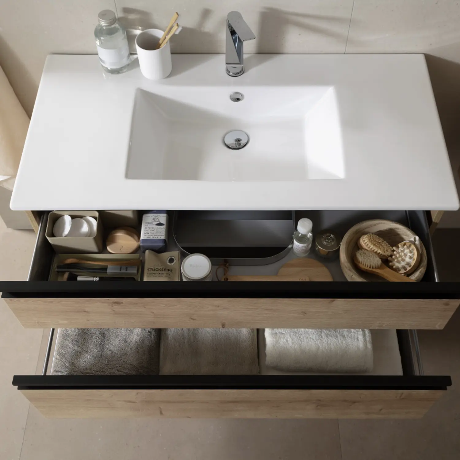 Schöner Wohnen Badmöbel Set Stockholm 100 cm + 60 cm