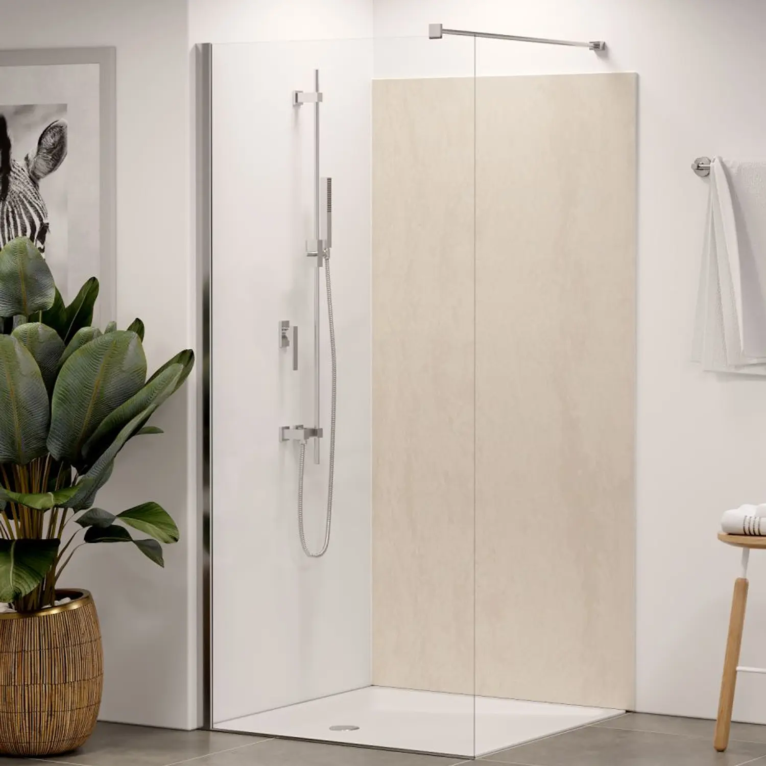 Duschrückwand Feinsteinzeug beige