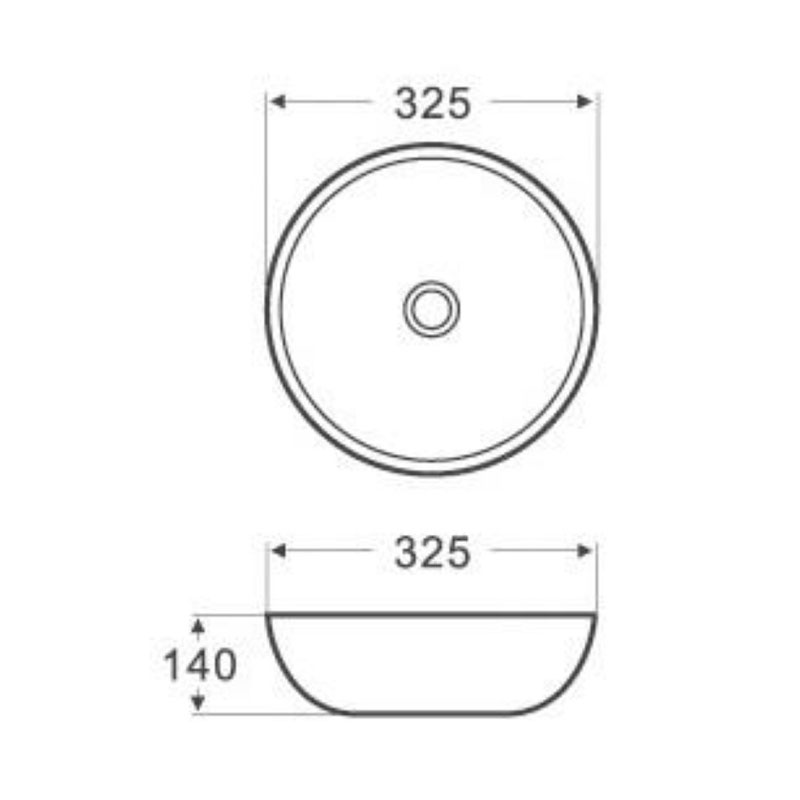 SlimThin Round Aufsatzbecken 32,5 x 32,5 x 14 cm
