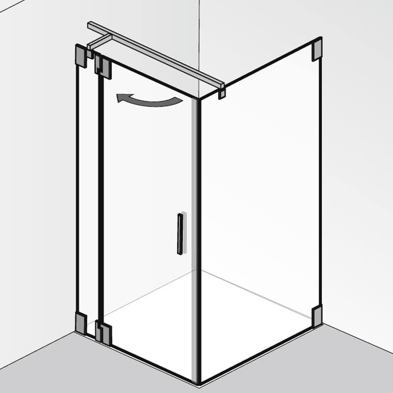 HSK K2 Drehtür an Nebenteil + Seitenwand