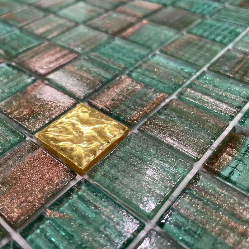 Trend-Vi Brilliante Glasmosaik Green-Gold 20 x 20 mm