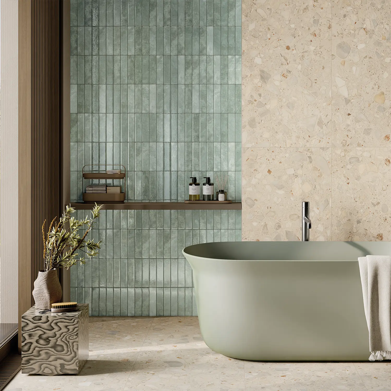 Terrazzo Fliese Shell Beige 60 x 120 cm