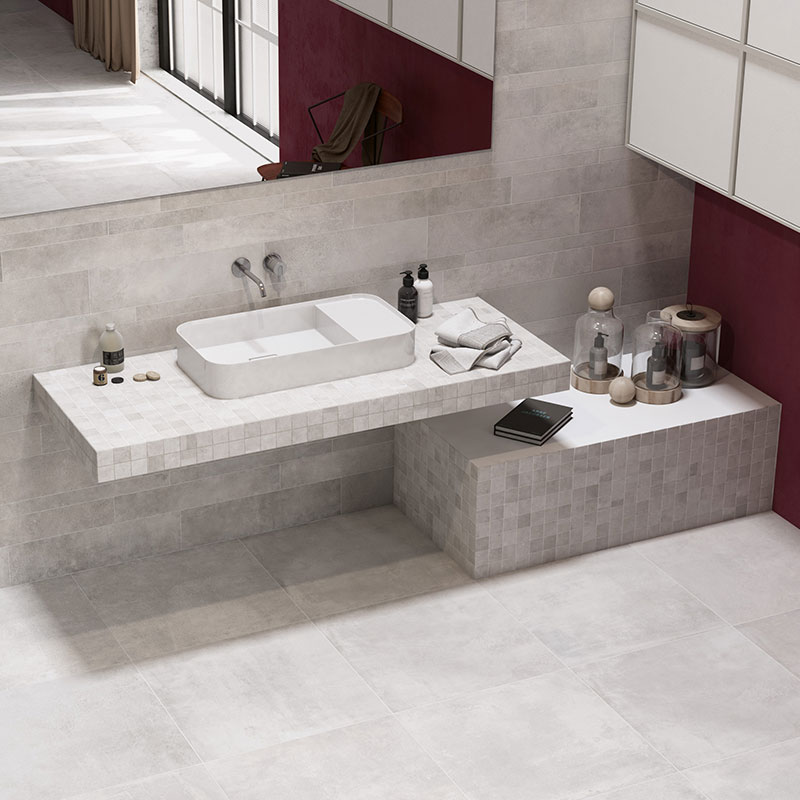 Rondine Volcano White Mosaico 5 x 5 cm Mosaikfliesen