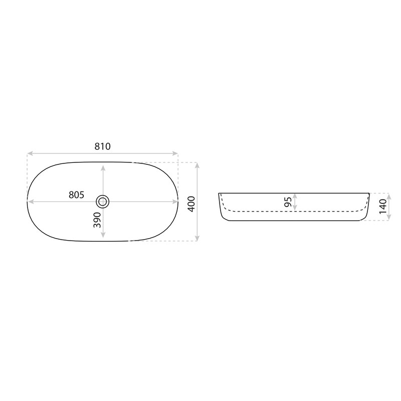 SlimThin Soft Aufsatzbecken 81 x 43 x 13 cm