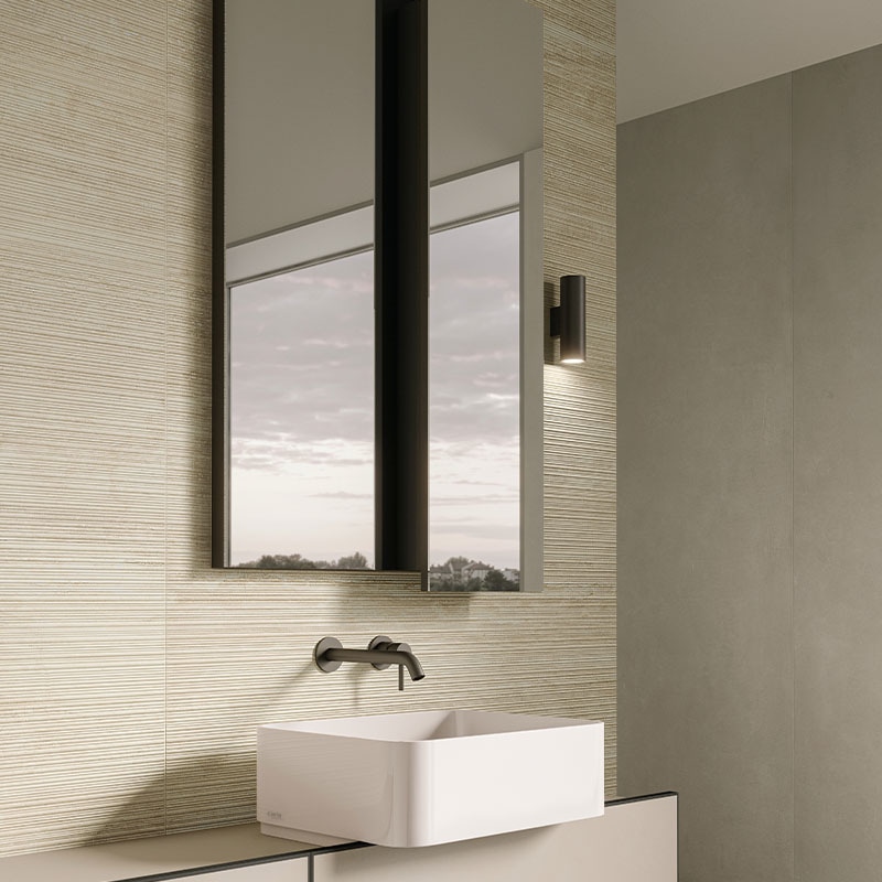 Travertin Optik Dekor Bianco Vein Cut Ribbed 60 x 120 cm