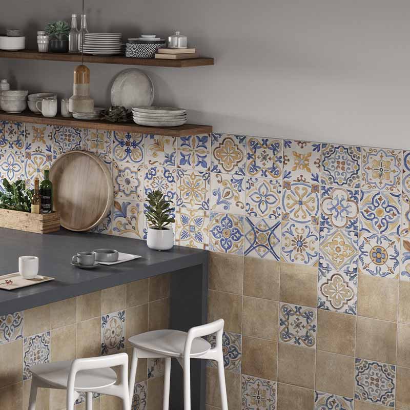 Cotto Bodenfliese Etrusche Decoro Mix 20,3 x 20,3 cm