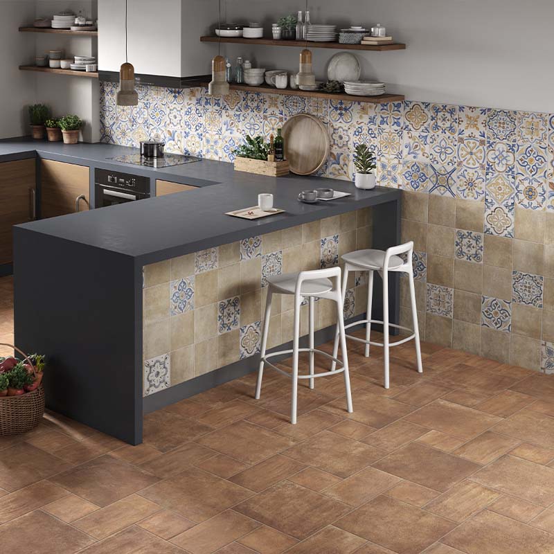 Cotto Bodenfliese Etrusche Decoro Mix 20,3 x 20,3 cm