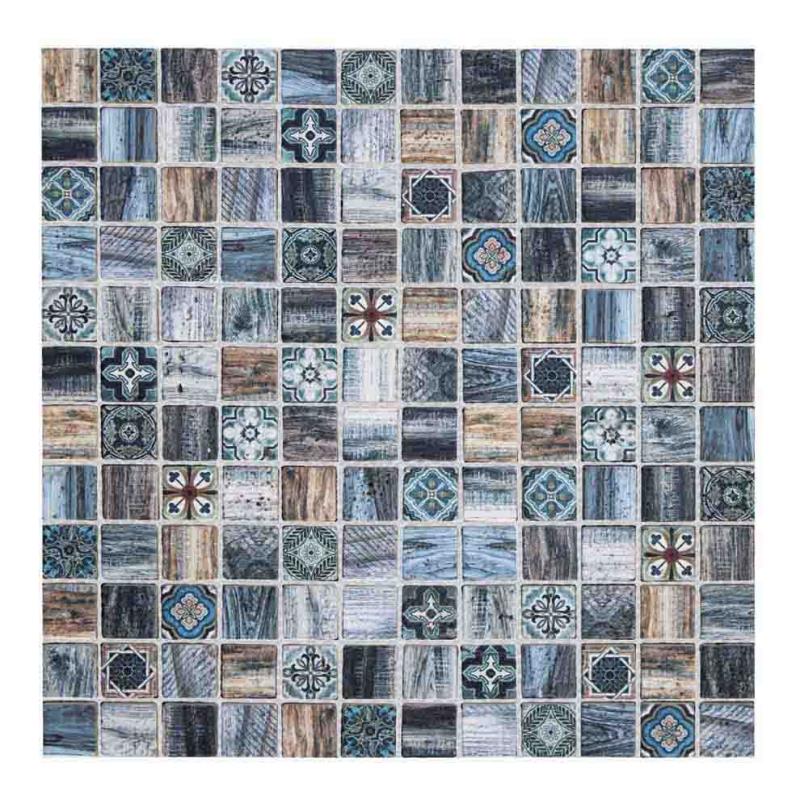 Mini Patchwork-5 beige/azzurro 2,3 x 2,3 cm Mosaikfliesen