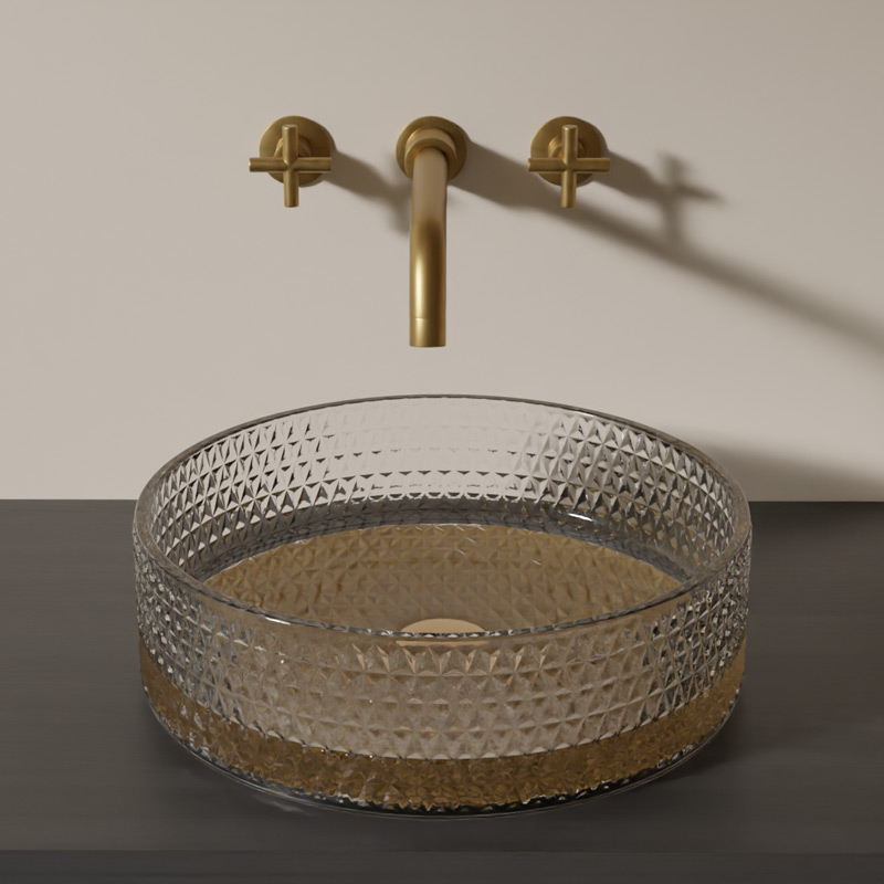 Aufsatzwaschtisch Riho Glamour Bowl Gold Glass 35,5 x 11 cm