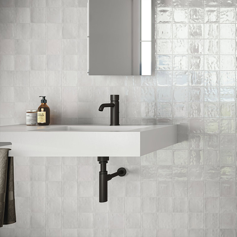 3,06 qm Restposten Zellige White Brillo 10 x 10  Wandfliese