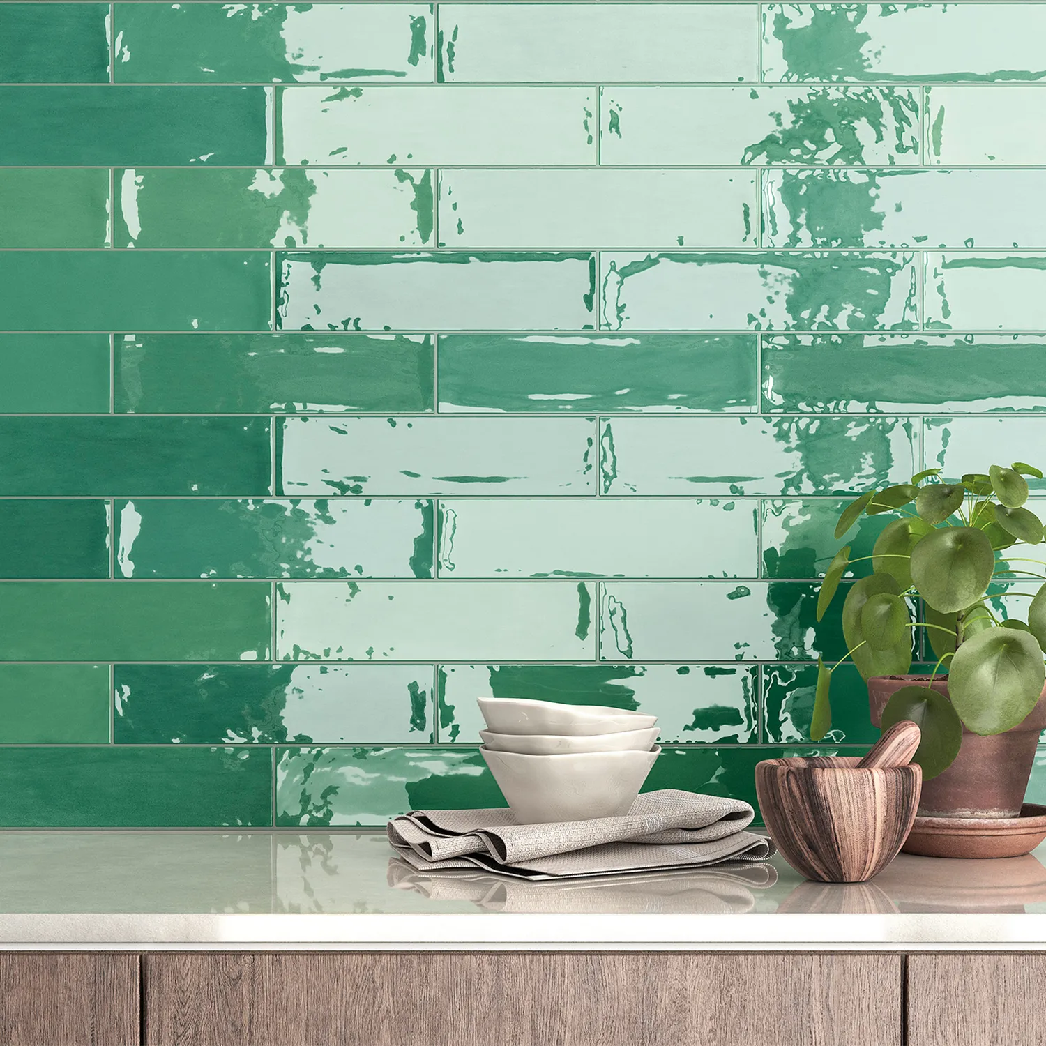 Fliese Casa Zellige Green 7 x 28 cm
