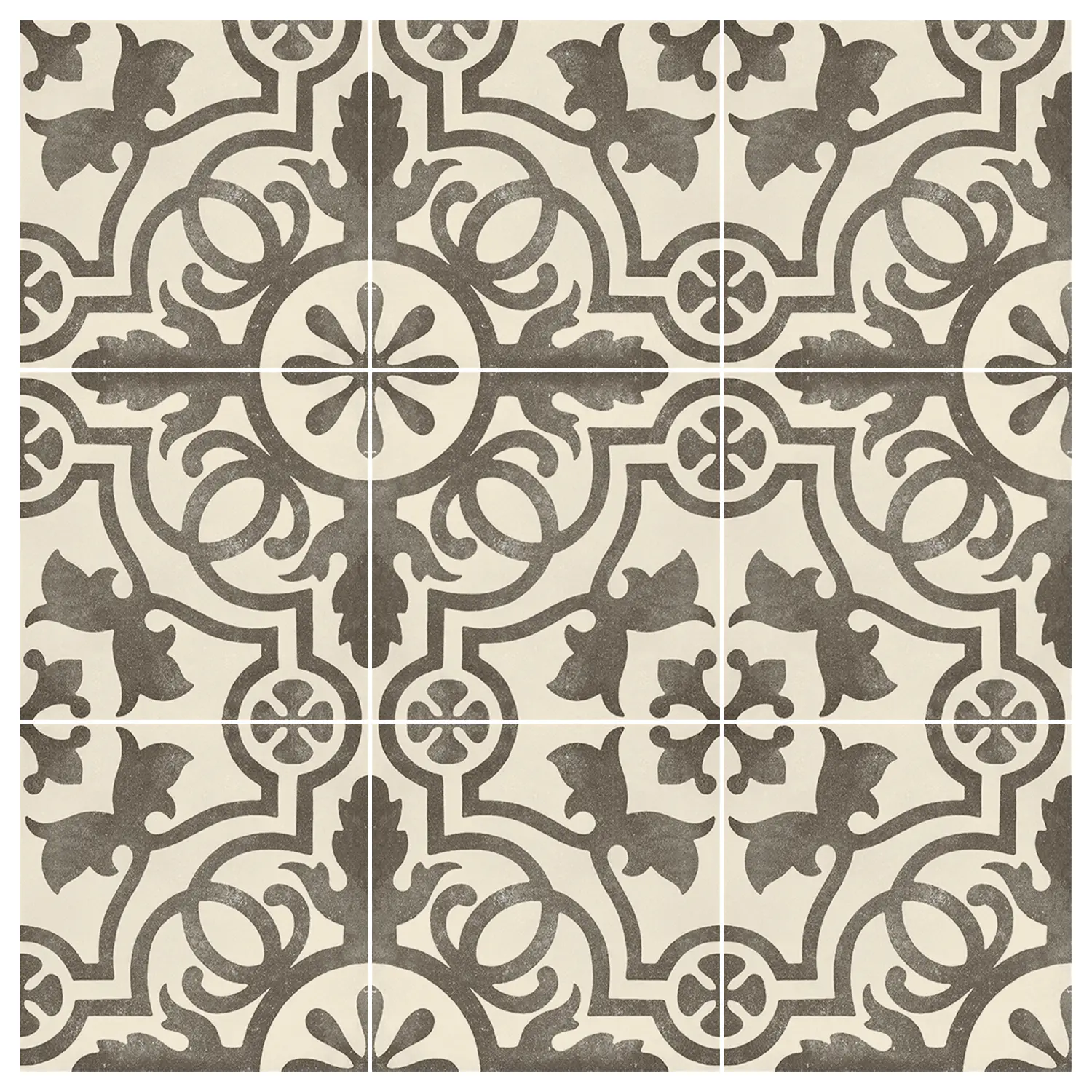 Jugendstil Fliese Design Evo Palazzo Ducale B&W X 20 x 20 cm