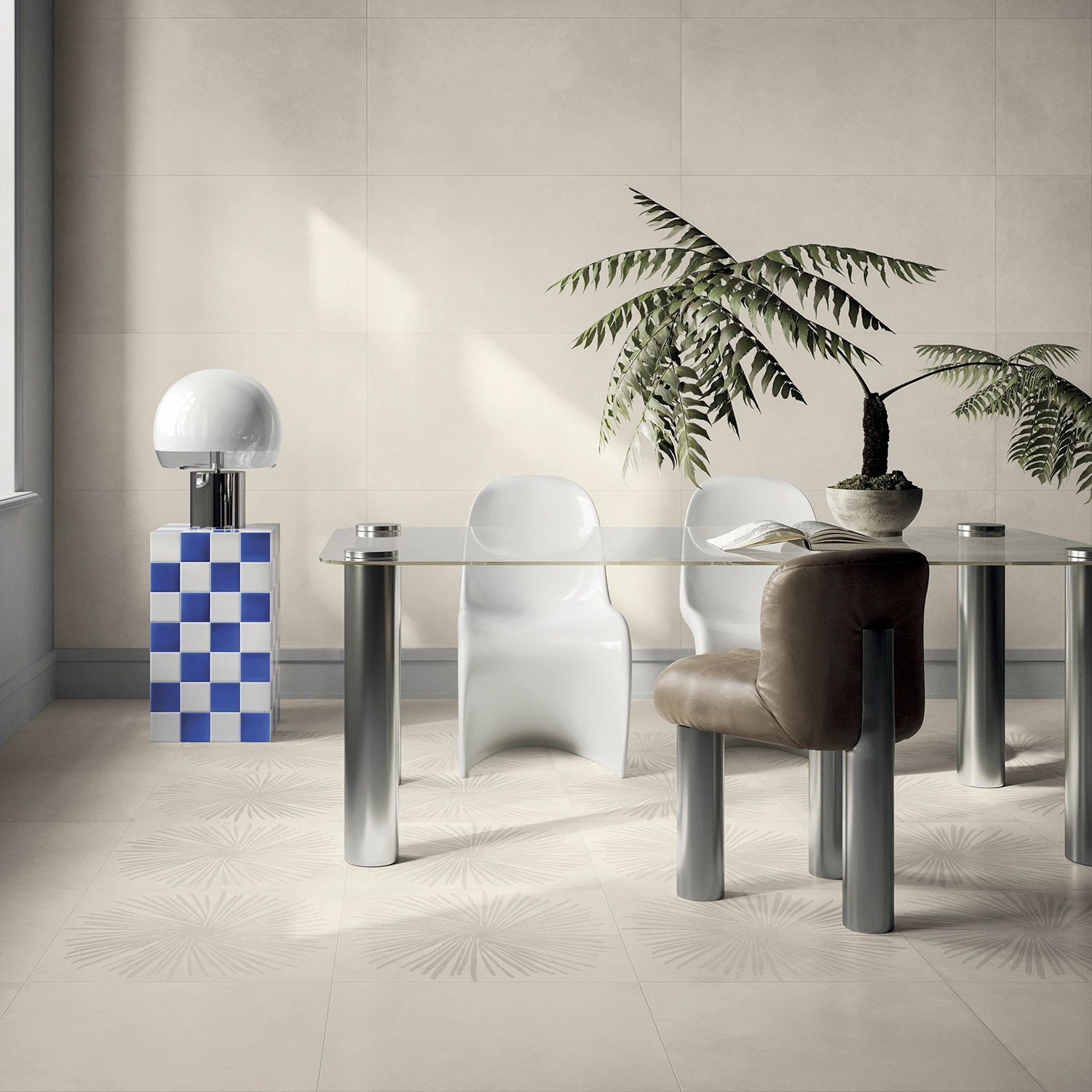 Zementoptik Fliese Fiore Macro Panna/Champagne 60 x 60 cm