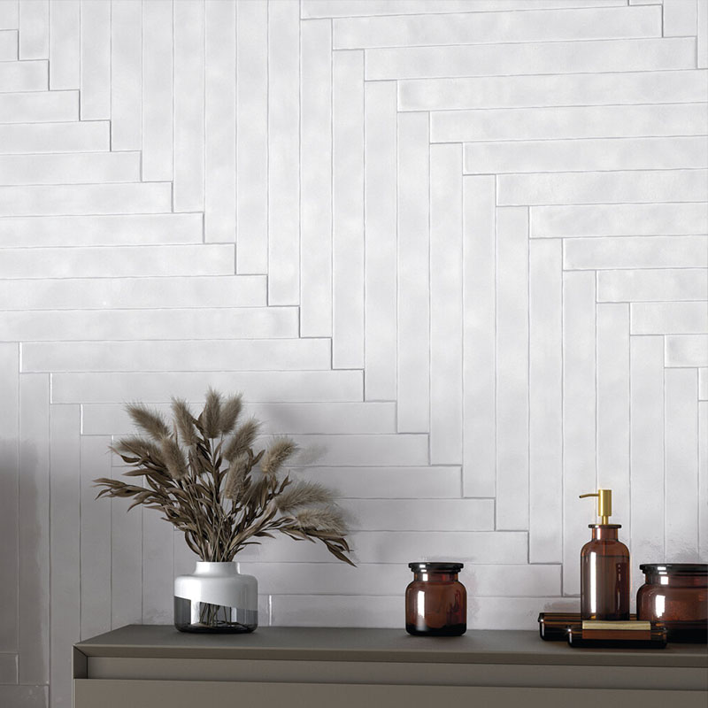 Brick Wandfliese Lula White Brillo 5 x 50 cm