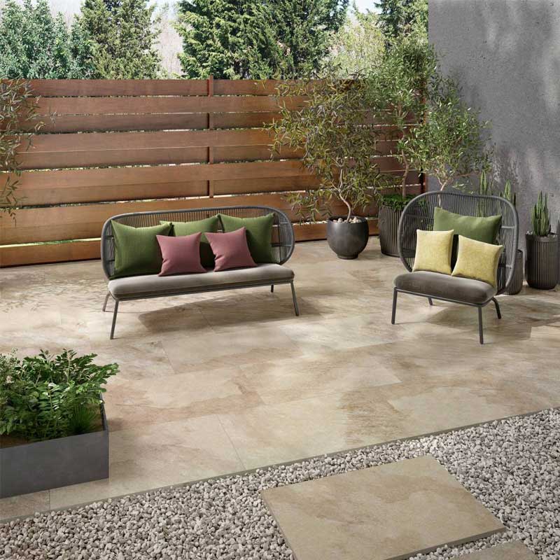 Terrassenplatte Sintesi Baddia Sabbia 60,4 x 90,4 cm