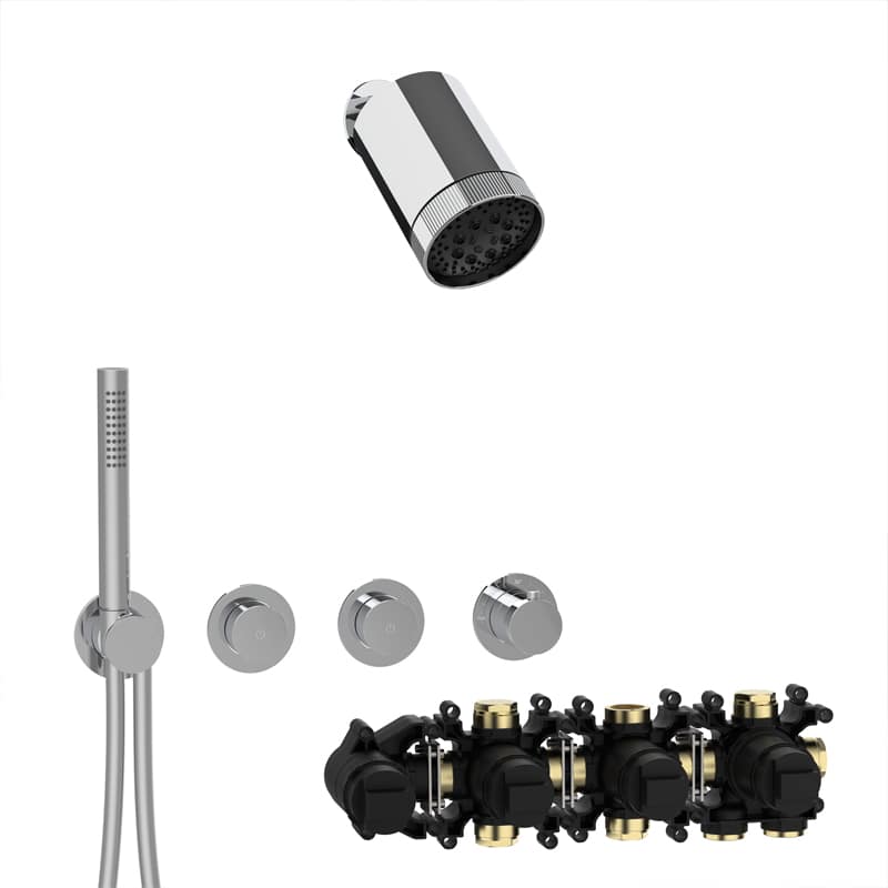 Herzbach MODUL7 Push Thermostat Set mit Spot Regenbrause