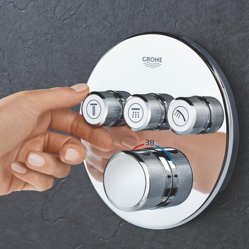 Grohe Grohtherm SmartControl Thermostat mit 3 Absperrventile Rund