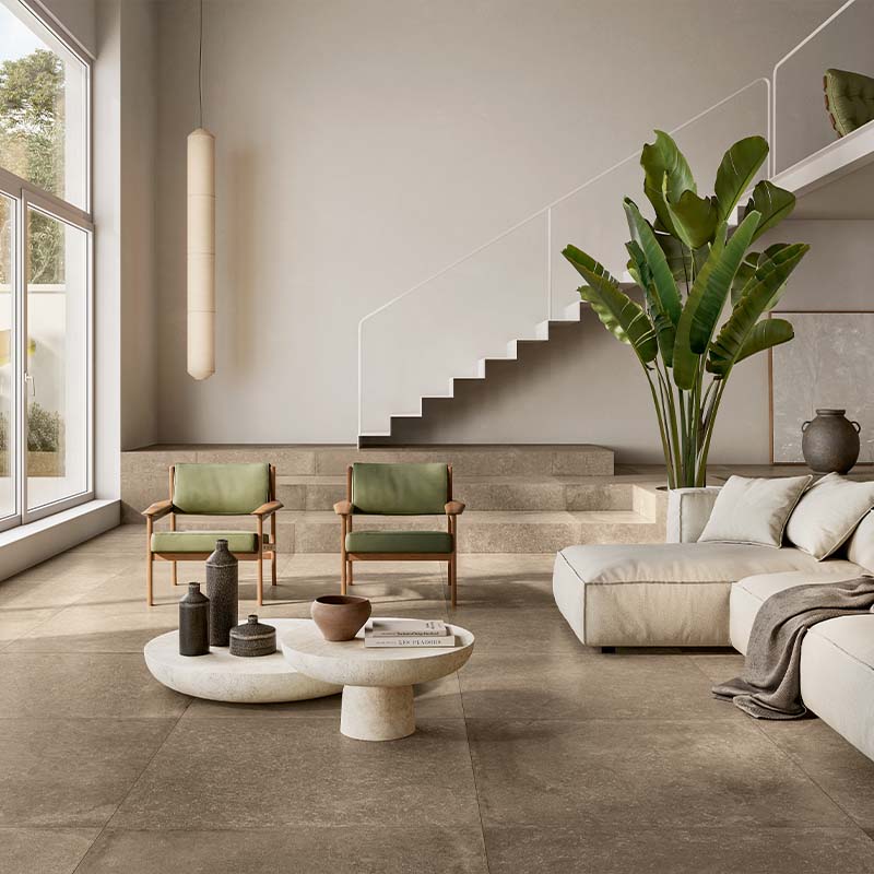 Rustikale Steinoptik Fliese Stone Design Taupe 100 x 100 cm