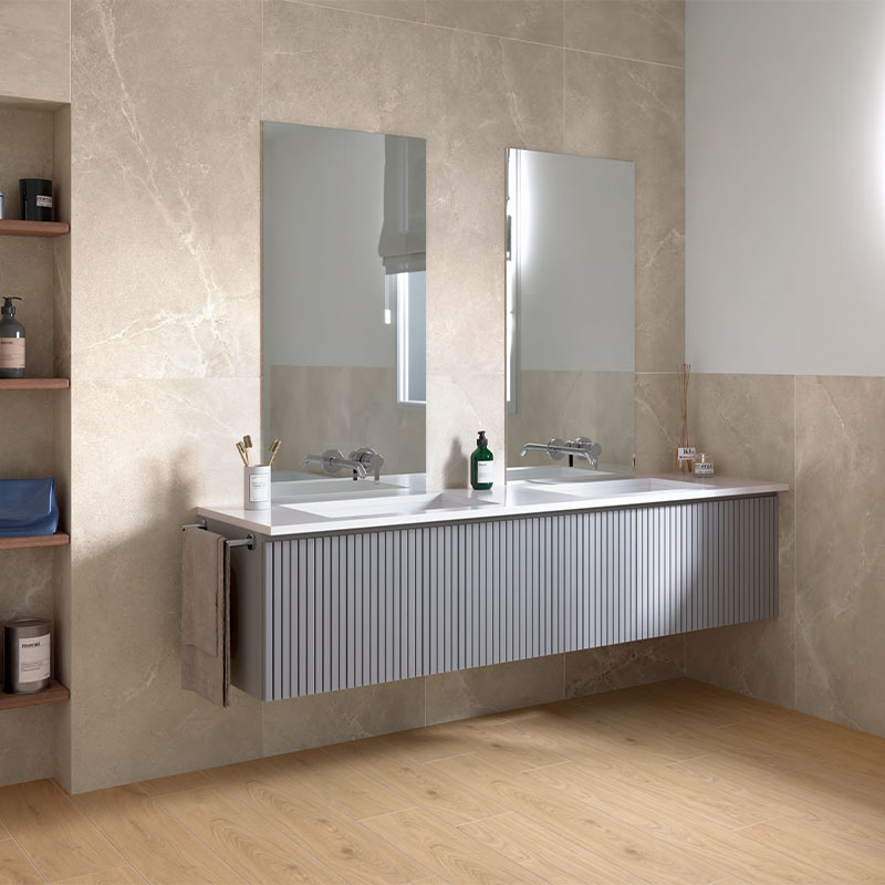 Restposten 15,84 qm Steinoptik Bodenfliese Tan 60 x 120 cm