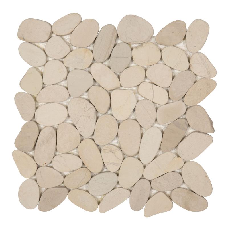 Flat Pebble Flußstein Kieselmosaik Creme