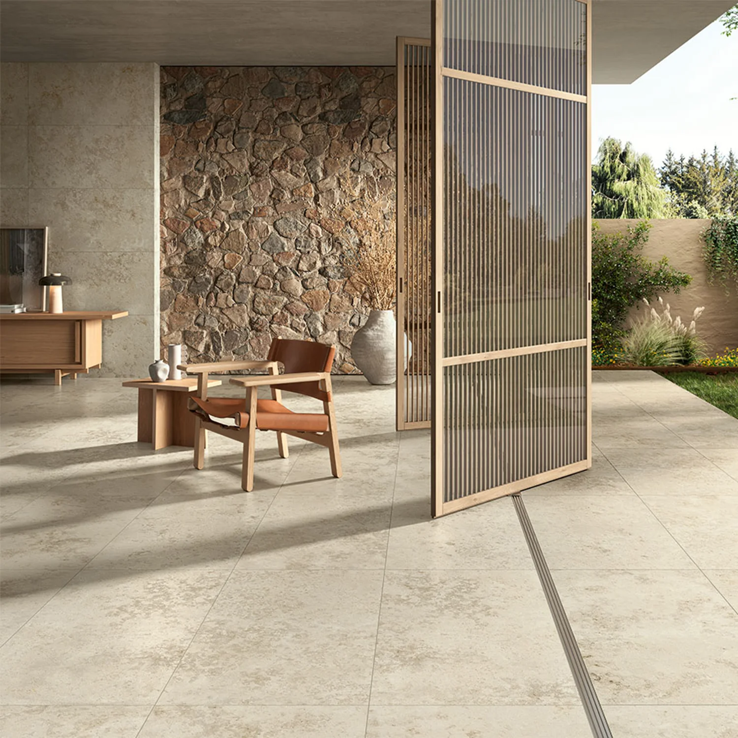 Steinoptik Fliese Jurassic Fossil Crema 3D 60 x 120 cm