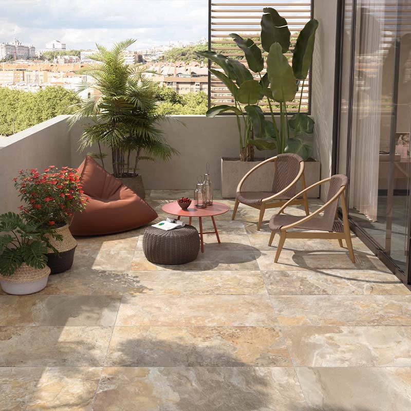 Schieferoptik Terrassenplatte Slate Gold 60 x 120 cm