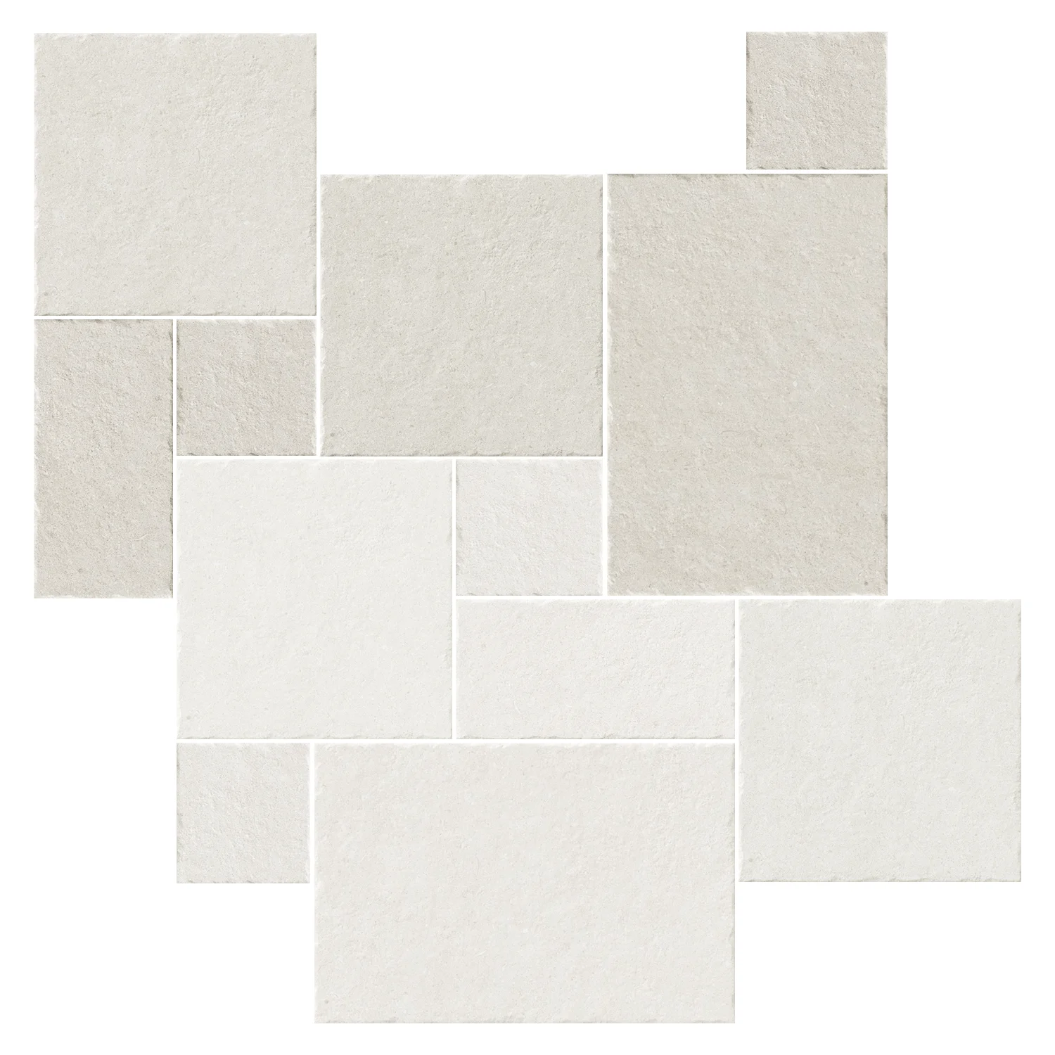 Steinoptik Fliese Sedimenti White Tumbled Römischer Verband