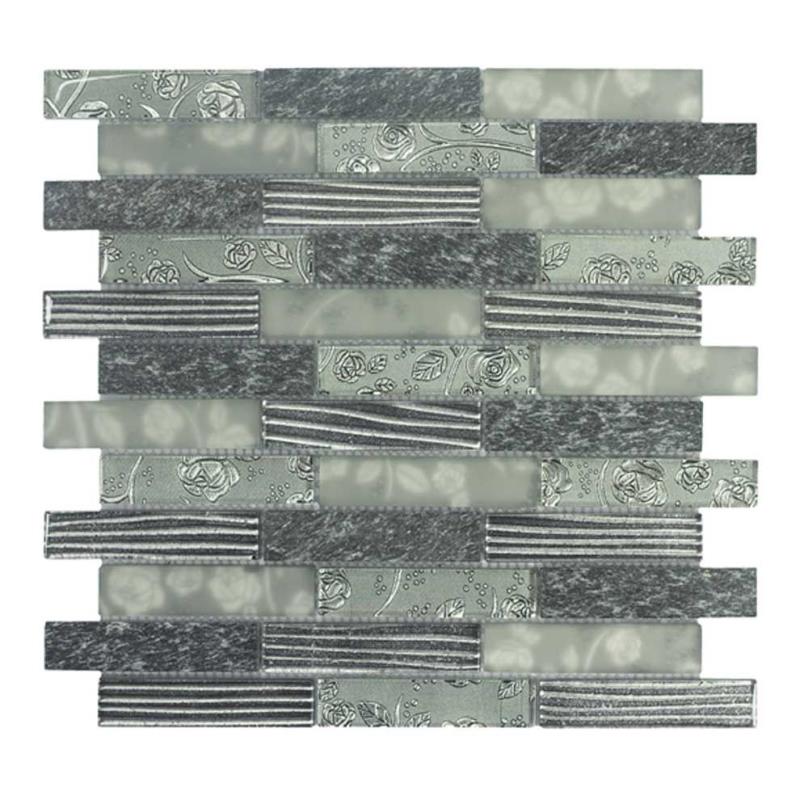 Brick Fiore-4 grigio 2,3 cm Muretto Mosaikfliesen