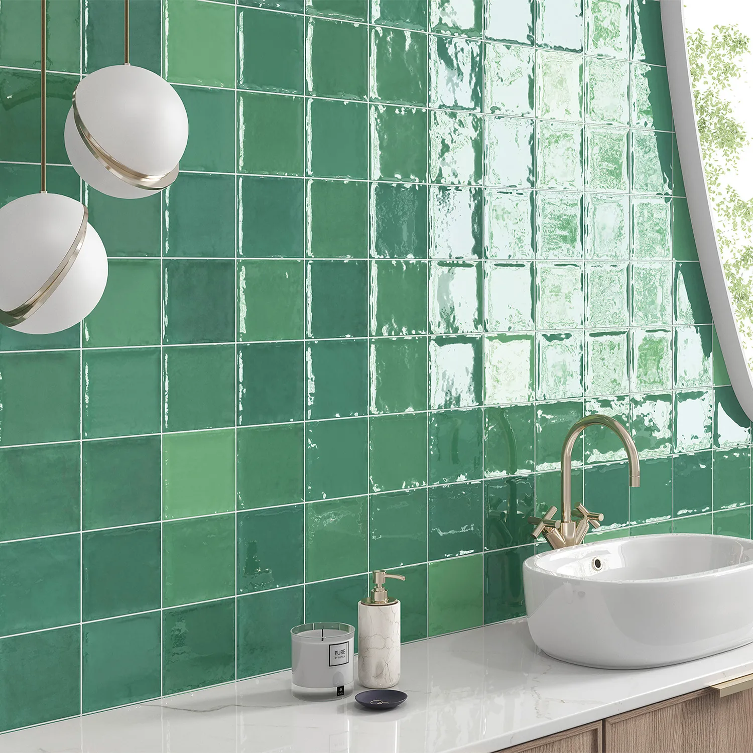 Fliese Casa Zellige Green 12 x 12 cm