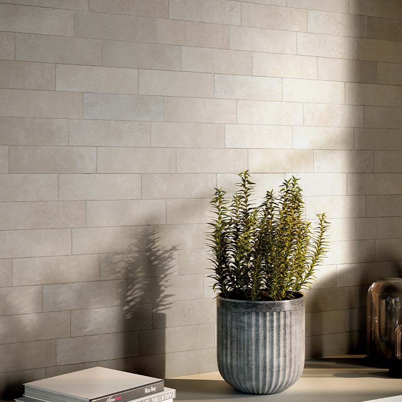 Steinoptik Bodenfliese Castelli Ecru 5 x 20 cm