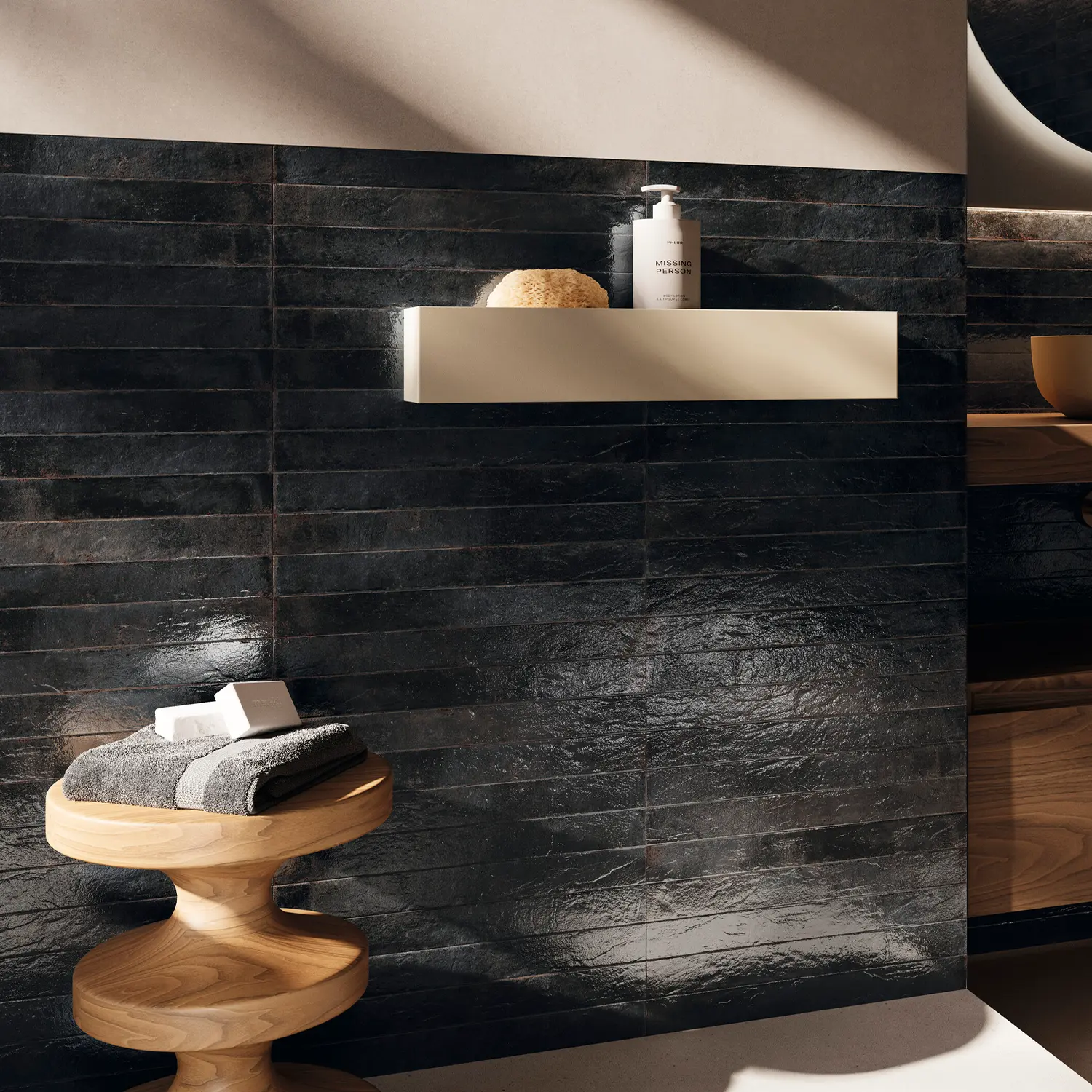Wandfliese Brick Genesi Anthracite 4,8 x 45 cm