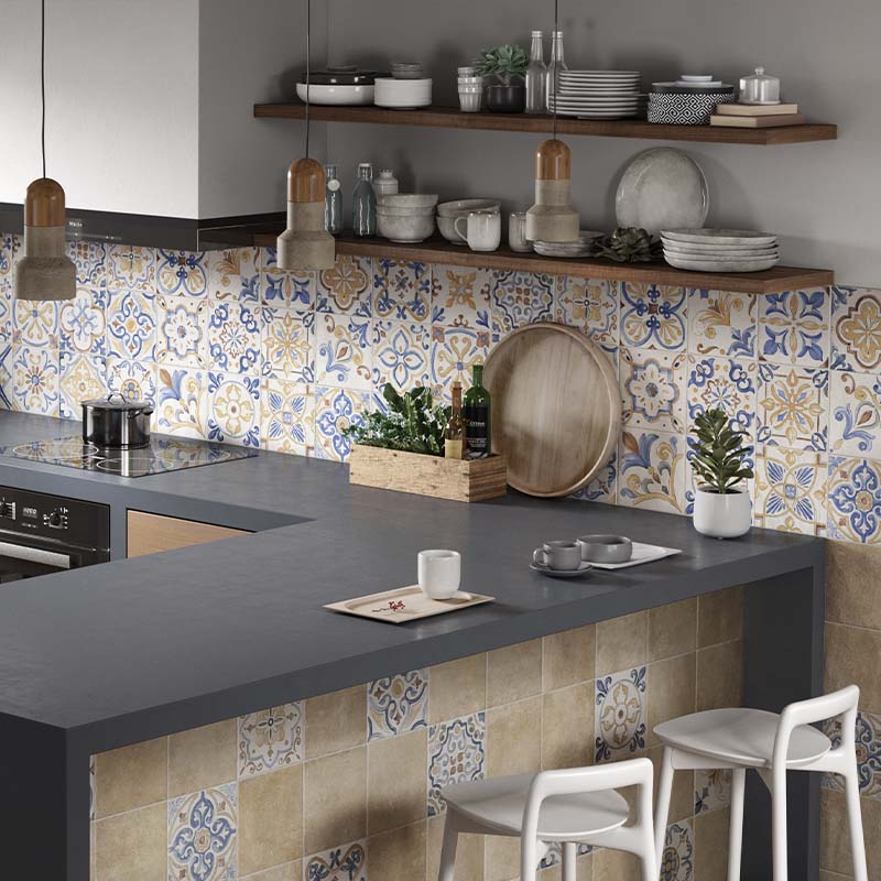 Cotto Bodenfliese Etrusche Decoro Mix 20,3 x 20,3 cm