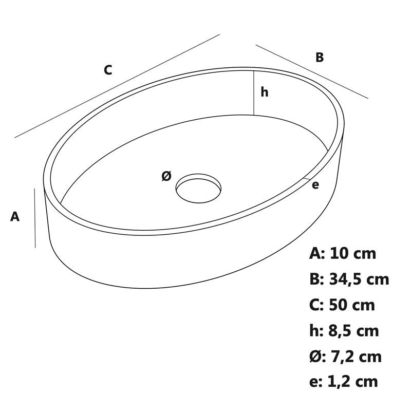 Aufsatzbecken Neo Recto Oval 50 x 34,5 x 8,5 cm