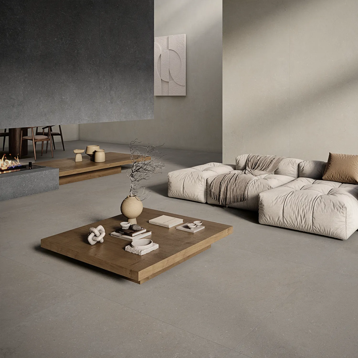 Steinoptik Bodenfliese Rift Greige 120 x 120 cm