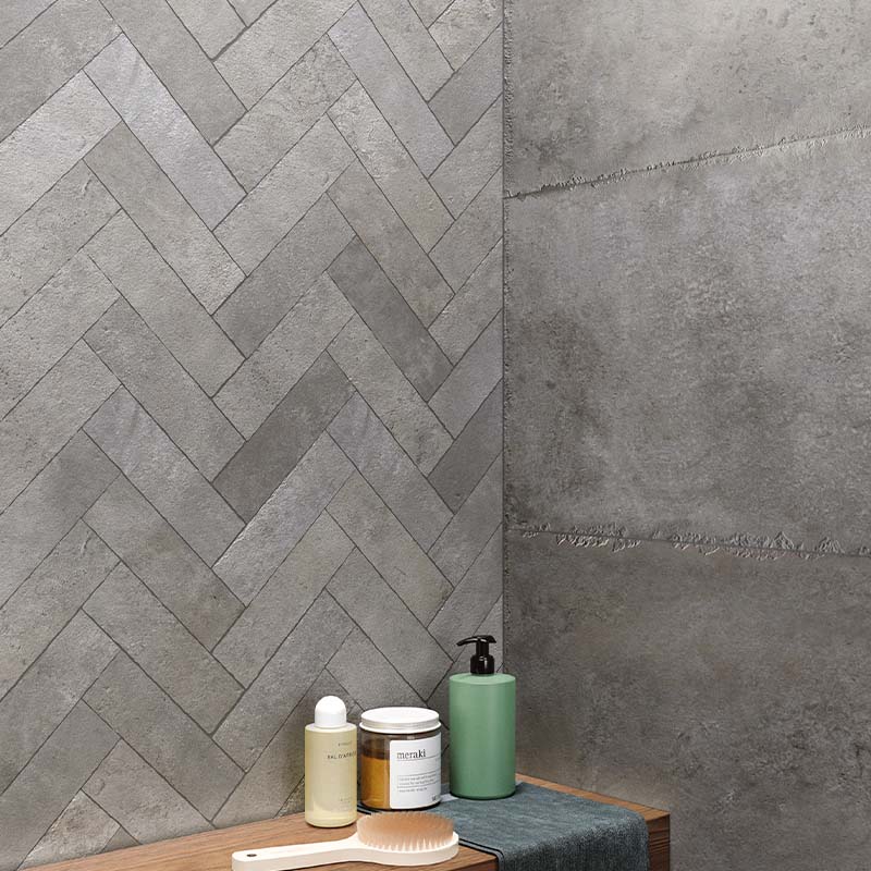 Steinoptik Bodenfliese Castelli Cenere 40 x 80 cm