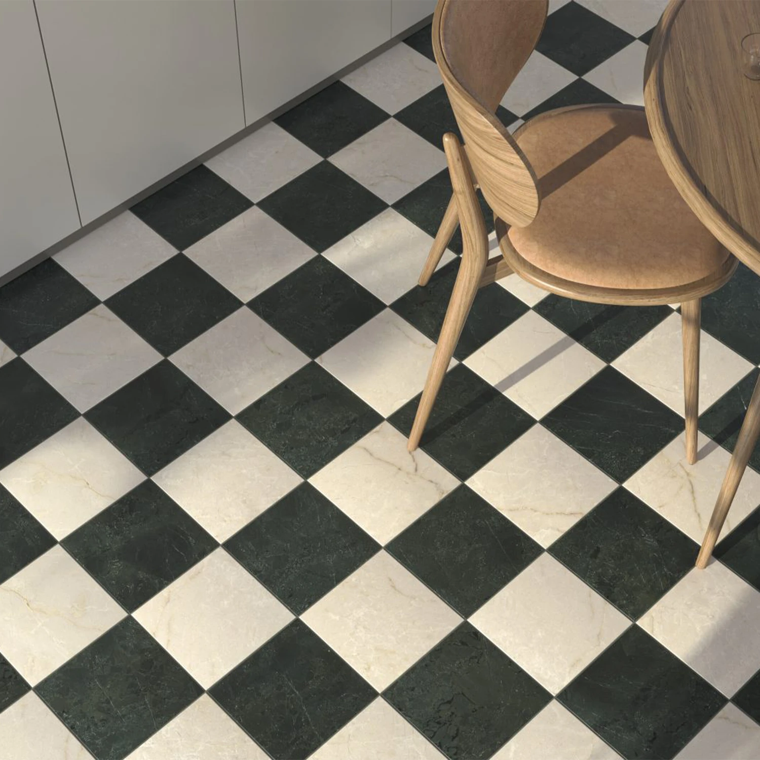Schachbrett Fliese Chess Marfil Beige 20 x 20 cm